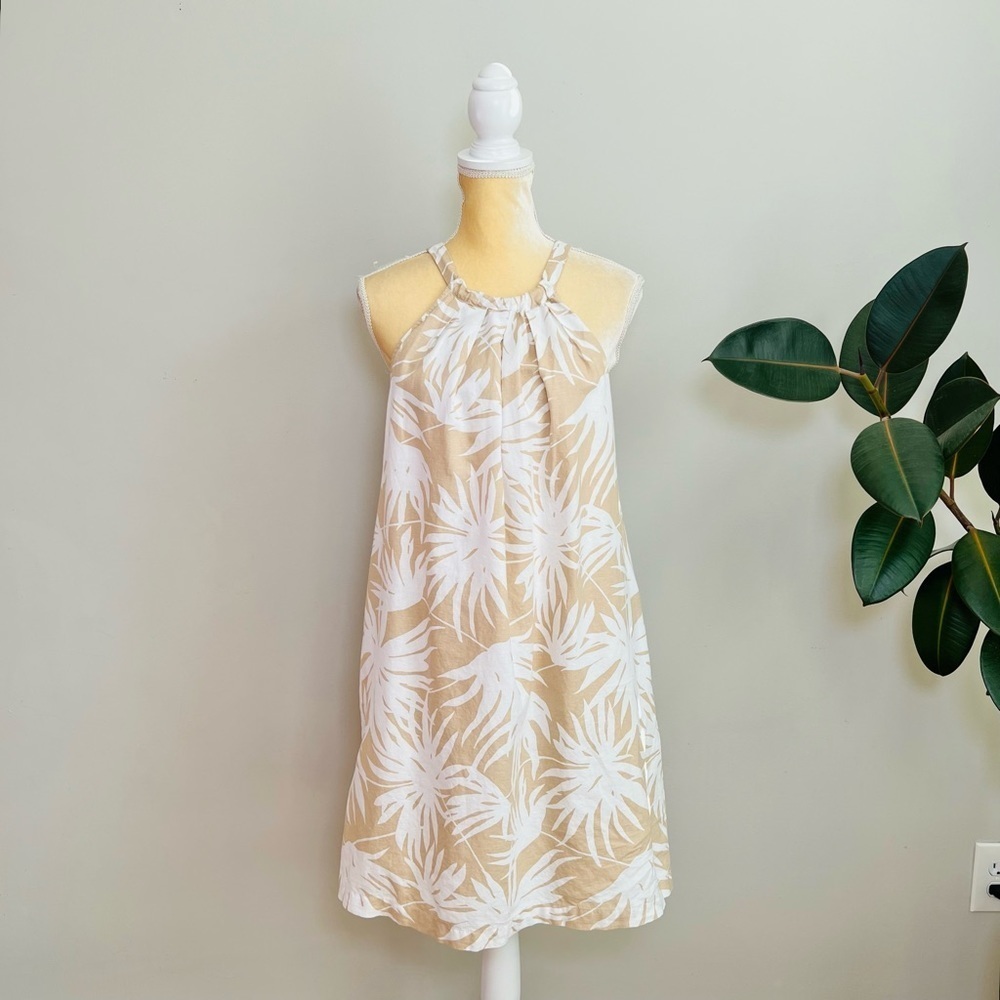 Gap Tie- Back Palm Print Halter Linen Dress - Picture 2 of 9